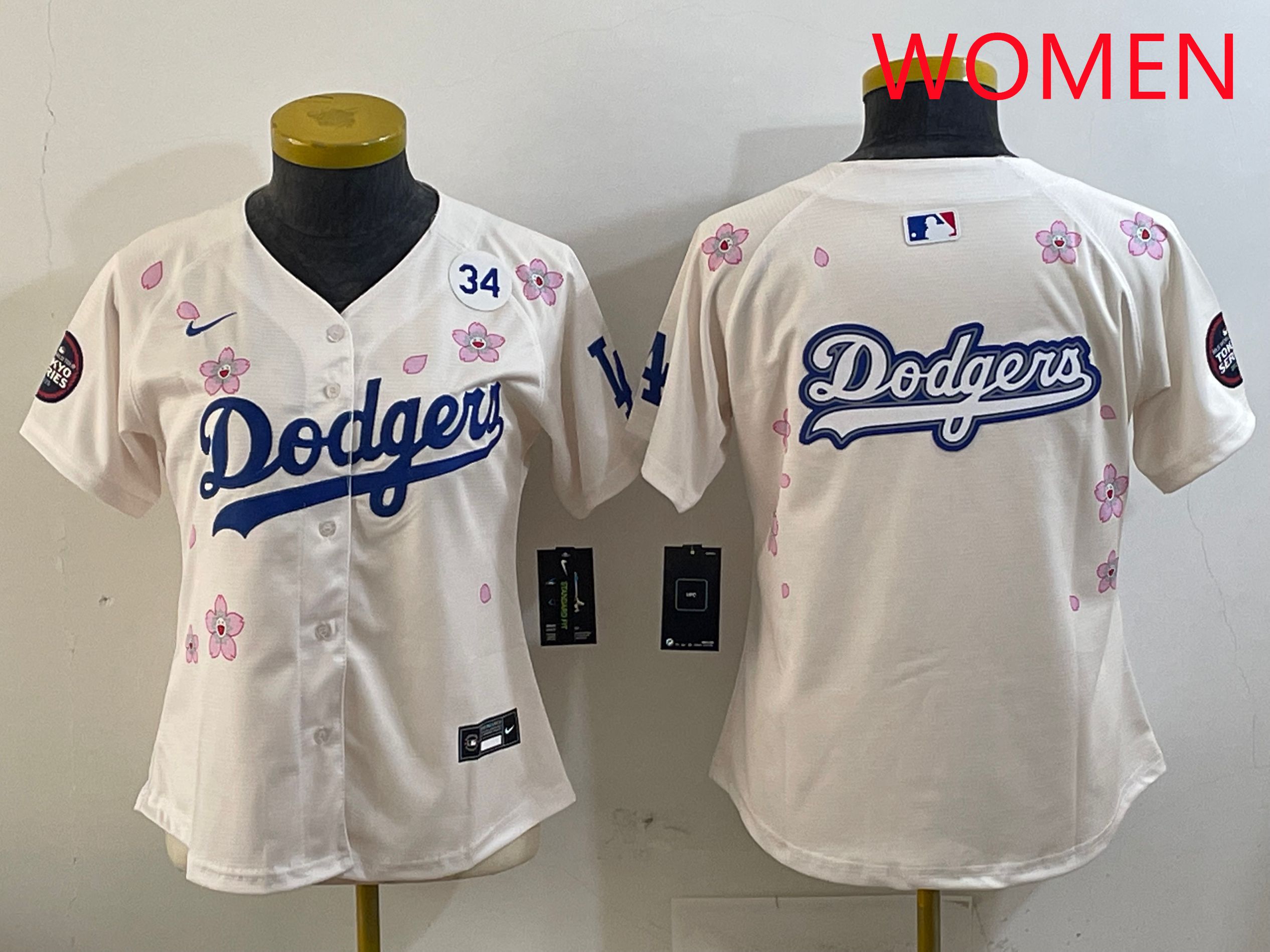 Women Los Angeles Dodgers Blank Cream Sakura Edition 2025 Nike MLB Jersey style 17